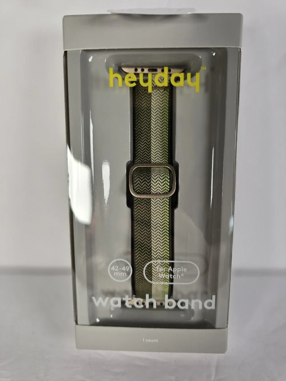 Heyday Woven Knit Watch Band For 42- 49mm Apple Watches Sage Green Stripe Unisex